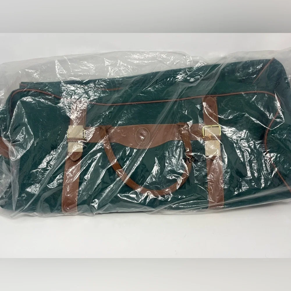 Set-POLO RALPH LAUREN Rolling Duffel/Toiletry Bags Carry On Green Canvas VTG NEW